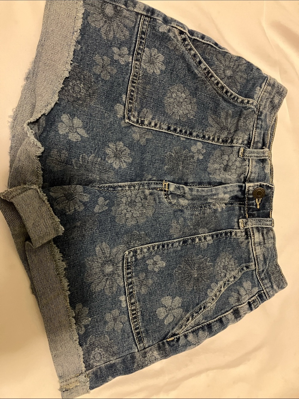 EVIE Light Blue Denim Shorts with Yellow Stitching